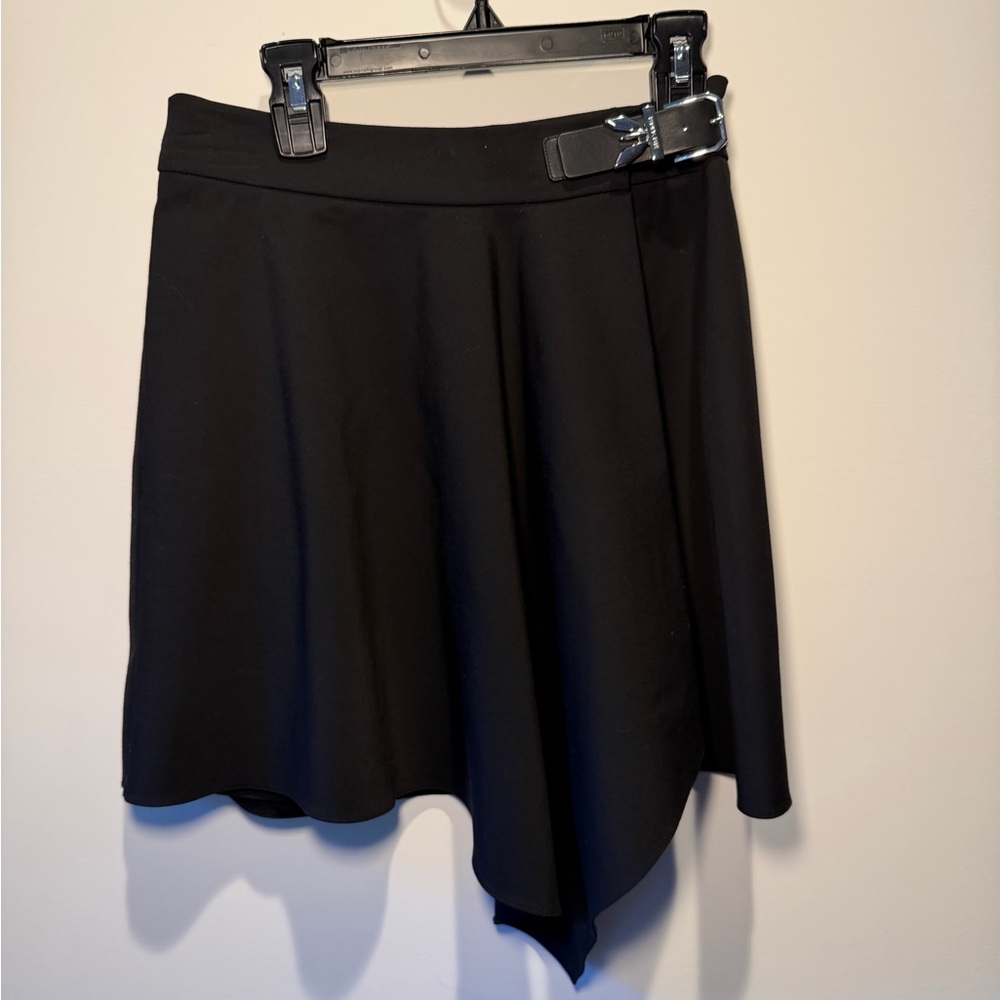 Patrizia Pepe Black Asymmetrical Skirt with Buckle Detail‎